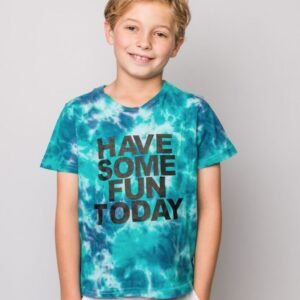 typography teal printed tshirt