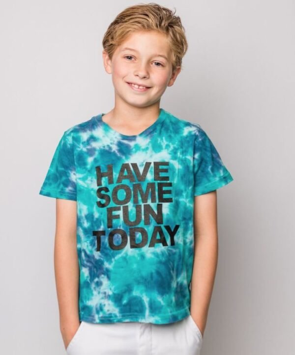 typography teal printed tshirt